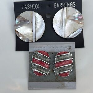 New Vintage 90’s Shell/mother of pearl earrings  and enamelled earrings